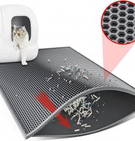 Waretary Cat Litter Mat, Pretty Honeycomb Litter Box Trapping Mat for Kitty, Scatter Control Double Layer Mat, Urine & Waterproof, Washable, Easy Clean, Phthalate Free 